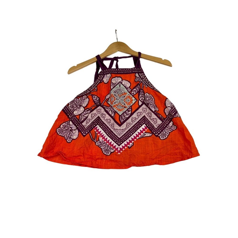 Free People Orange and Purple Halter Top